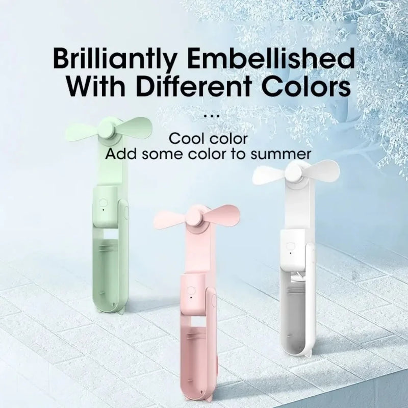 Portable Mini Cute Handheld Fan Foldable 3 Speed Adjustable Fan Office Home Desktop Travel Outdoor Use Type C Charge Pocket Fan