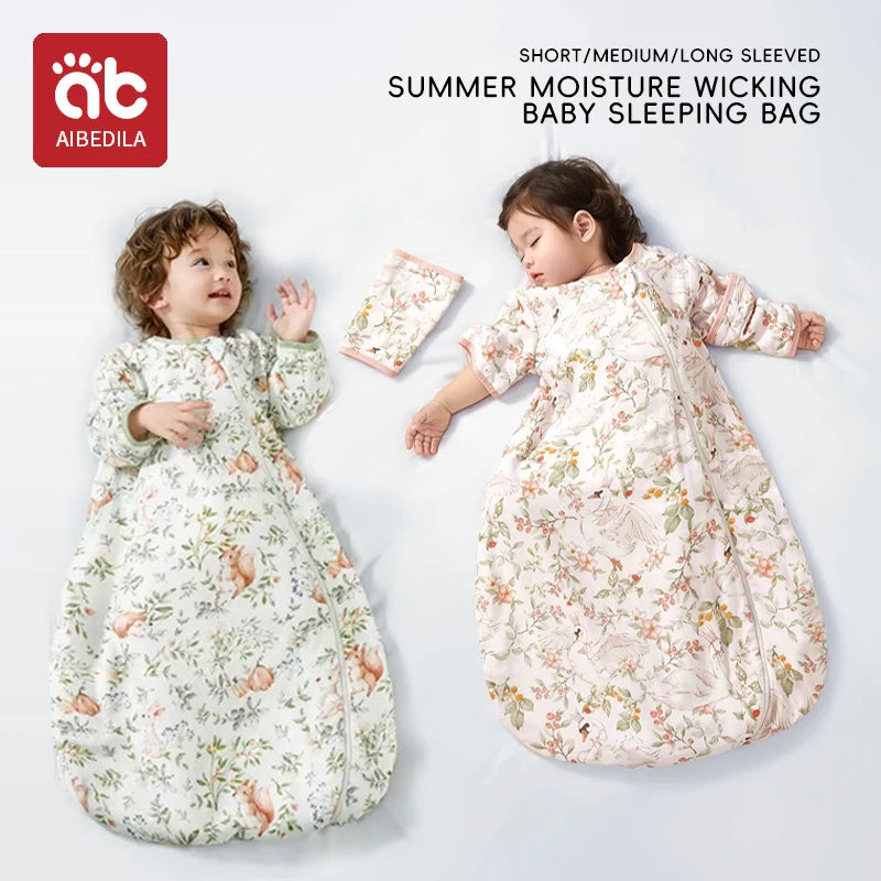 AIBEDILA ﻿Baby Sleeping Bag Childen Summer Silk bamboo Cotton Babe Sleepsack 1-3Years Infant Breathable Growth Blanket Sleepwear