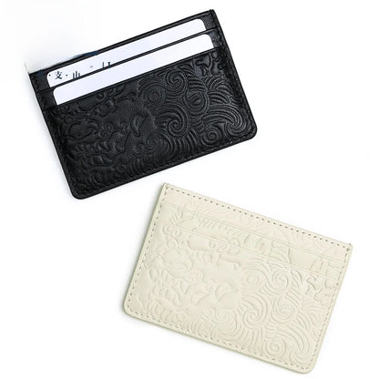 Ultra-Thin Genuine Leather Coin Purse Men's Wallet Simple Lion Embossed Design Women's Bus Card Holder Customizable Logo