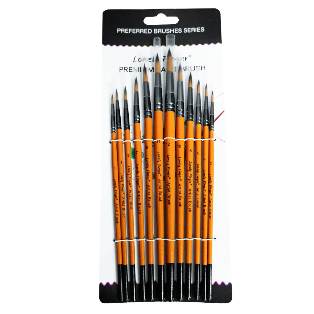 12/48pcs Acrylic Paint Brushes, Professional Synthetic Bristles Paint Brush Set Flat, Filbert,  Round, Angle Paint Brushes