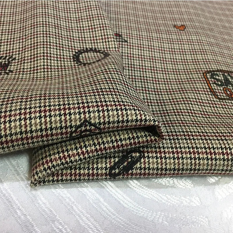 French Made Polyester Cotton Elastic Small Plaid Fabric Color Woven Fine Spun Clothing Material Printing Color Suiting Fabric