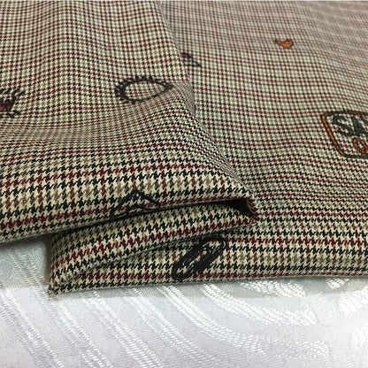 French Made Polyester Cotton Elastic Small Plaid Fabric Color Woven Fine Spun Clothing Material Printing Color Suiting Fabric