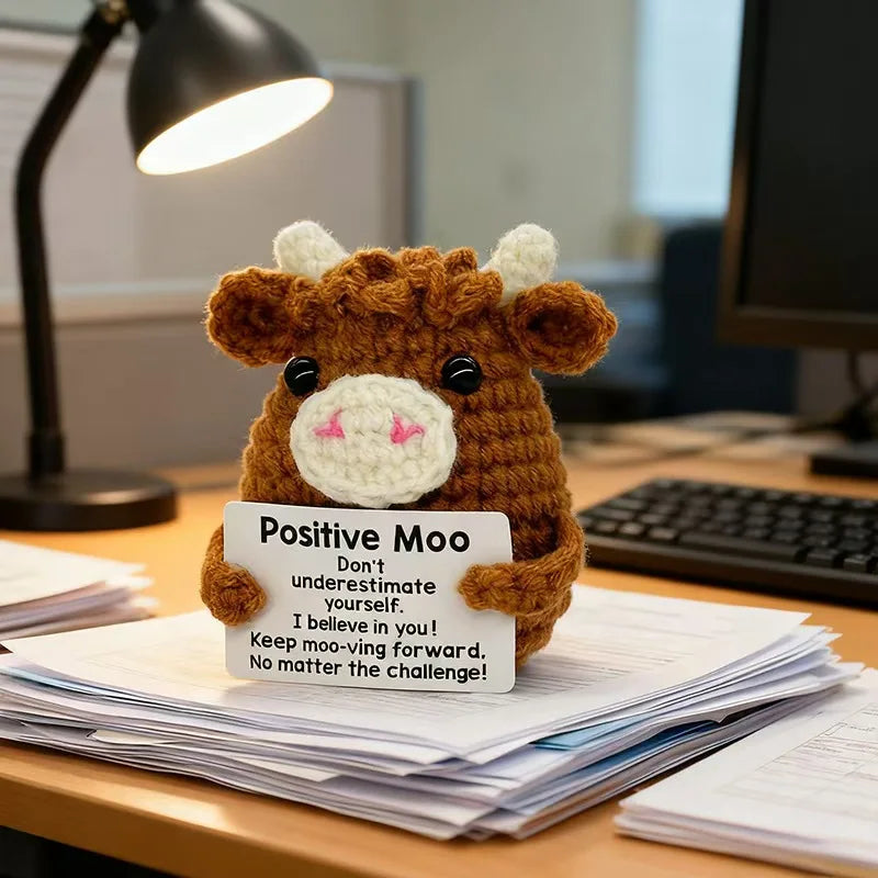Gifts for Him Her Boyfriend Girlfriend  Handmade Positive Crochet Cute Cow Emotional Birthday Christmas Desktop Decorations