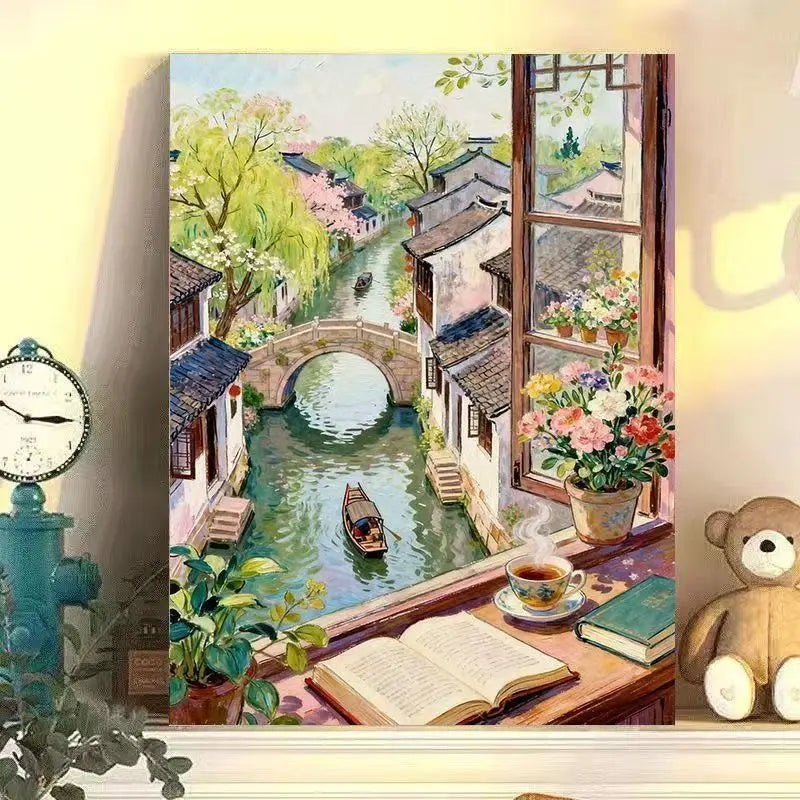  DIY Oil Painting By Number Ancient scenery Landscape  Paint By Number Oil Handpainted Acrylic Unique Gift Wall Art Home Decor