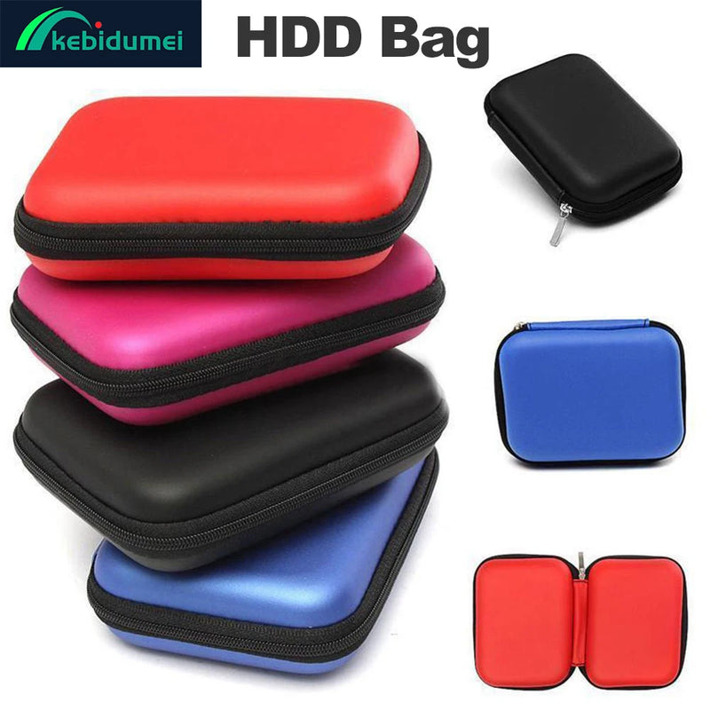 Case Cover for 2.5'' HDD Hard Disk Portable Small Storage Case Zipper Carrying Pouch Bag Box for Earphone Headphone Date Cable