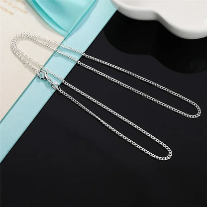 5pcs set wholesale 925 Sterling Silver Necklace 16-30 Inches 2MM String Chain For Women Men High Quality Jewelrys Gifts