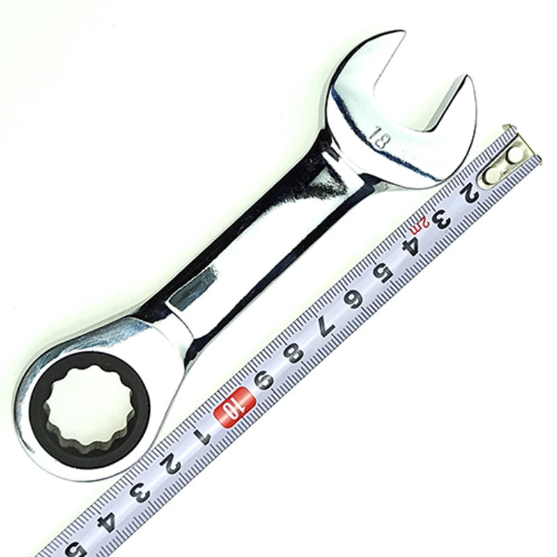 8-19mm Short Handle Ratchet Handle Wrench CR-V Combination Wrenches Quick Open Spanner Auto Repair Tools 1pcs