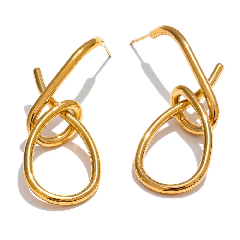 NiNice Popular Stainless Steel Geometric Unusual Earrings Stylish Unique Water Resistant Metal Versatile Daily Jewelry