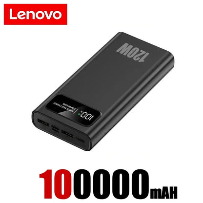 Lenovo 200000mAh Power Bank 120W Fast Charging Super Large Capacity Outdoor Powerbank For Mutly Device With LED Digital Display