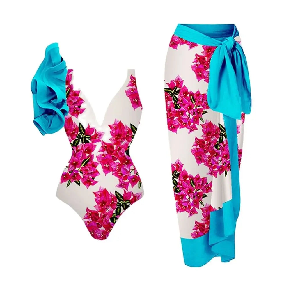 2023 New Arrival Push Up Women Bikini Set Floral Printed Ruffle Bikinis Strappy Bandage Swimwear Brazilian Biquini Bathing Suit