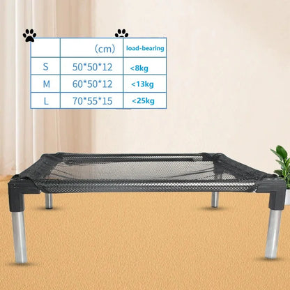 Cooling Elevated Dog Bed - Raised Dog Cot Fits, Pet Cot with Durable Supportive Mesh, Indoor & Outdoor, Black, Small Pet Bed