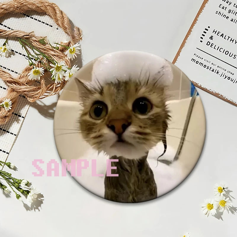 Cute Cats Meme Button Pins Funny Creative Animal Brooches Round Exquisite Tinplate Badge for Backpack Jewelry Accessories Gifts