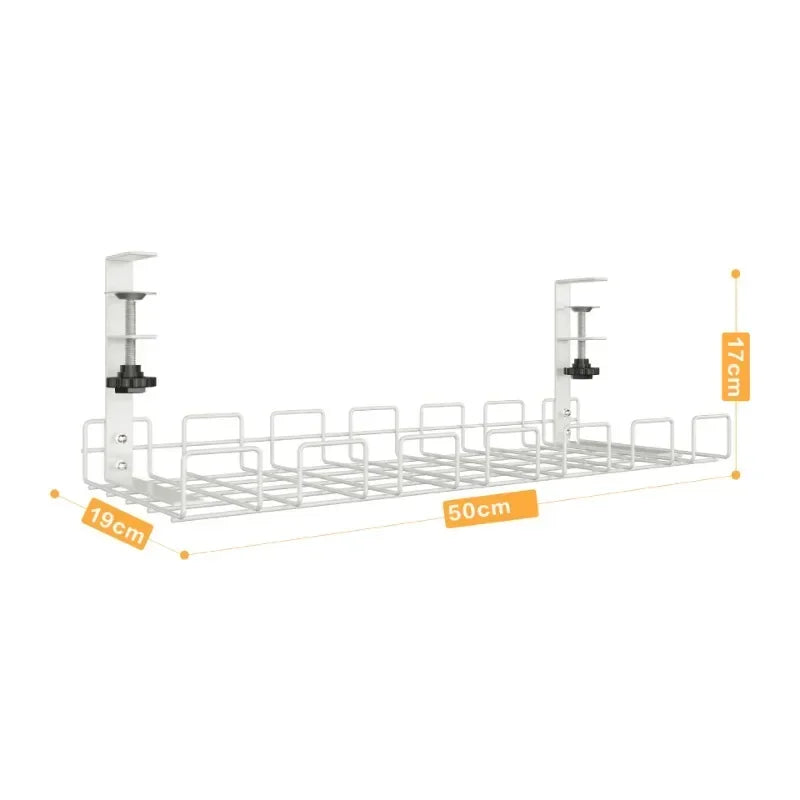 Under Table Storage Racks Removable Hang Management Tray Home Office Desk Wire Organizer Adjustable Kitchen Storage Accessories