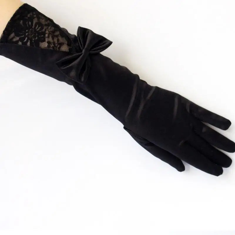 Ladies Gloves Bow Lace Satin Gloves Dance Performance Ceremonial Gloves Nightclub Satin Gloves Wedding Bridal Gloves C015