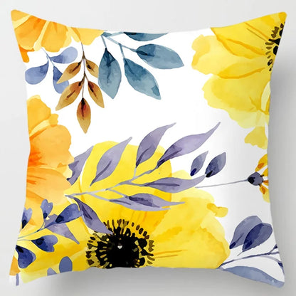 Modern Simple Yellow Flower Pillowcase Home Sofa  Lumbar   Cushion  Pillow