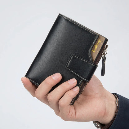 Multifunctional Men's Short Wallet with Zippered Coin Pocket on the Side, Trendy Men's Accessory, Business Casual Men's Wallet, Simple and Stylish Gift for Men
