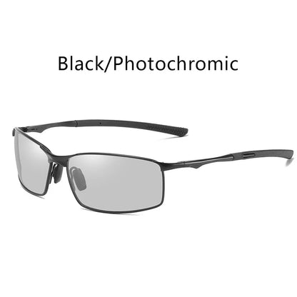 Photochromic Men Polarized Sunglasses Male Metal Square Glasses Driving Sun Glasses UV400 Outdoor Sports Cycling Goggles