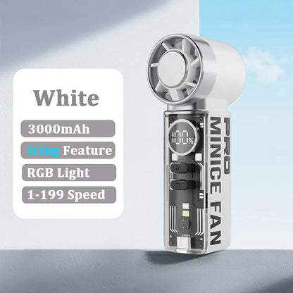 Portable Handheld Mini Fan, Personal Fan with LED Display, USB Rechargeable, Mini Fan with Lanyard for Makeup, Travel, Outdoor