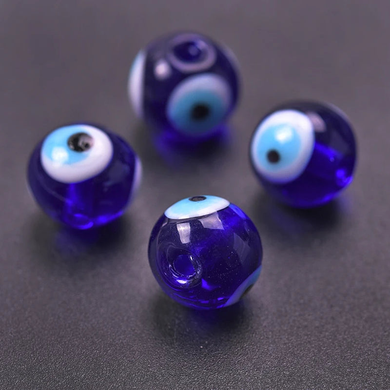 10/20/30pcs 10x10mm round beads loose evil eye spacing glass beads used for jewelry making crafts DIY bracelet accessories bulk