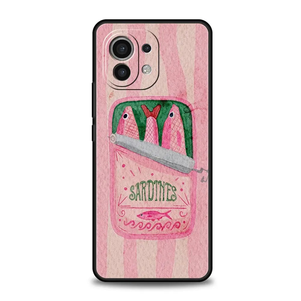 Phone Case Cover for Xiaomi Mi 17 15 14 13 12 11 Ultra 15T 14T 13T 12T 11T Pro Lite 5G Soft TPU Capas Funny Fish Sardines Laser