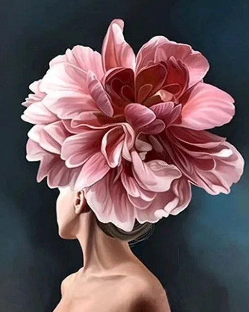 Canvas Painting Wall Art Women and Flowers Abstract Print the Girl with Flowers on Her Head Surrealism Imagine Poster Room Decor