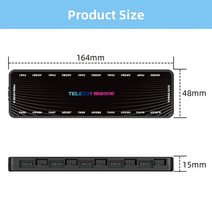 TEUCER  LP-10 ARGB/PWM HUB SATA Power Interface 5 Ports 5V 3pin ARGB and 5 Ports 4pin PWM HUB Fan 2 in 1 HUB Adapter