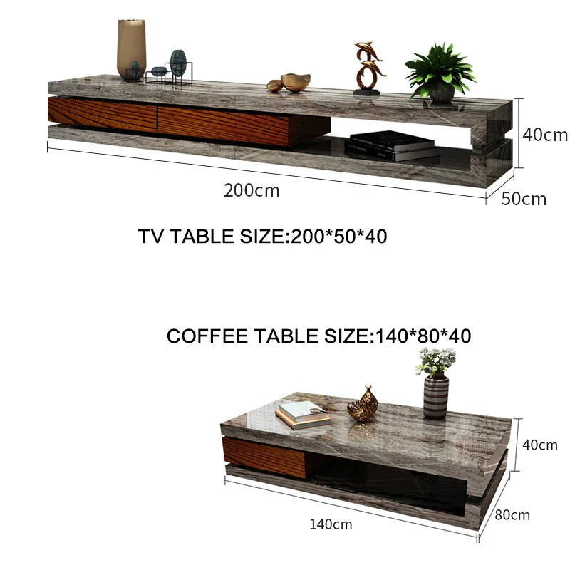 Post-modern coffee table tea table light luxury post-modern living room cave pattern square high-end storage table tea table