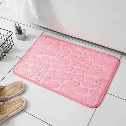 1 Stück geprägter Faserteppich, rutschfeste Matte für Badezimmer und Wohnzimmer, Kieselsteinmatte, Haushaltsartikel