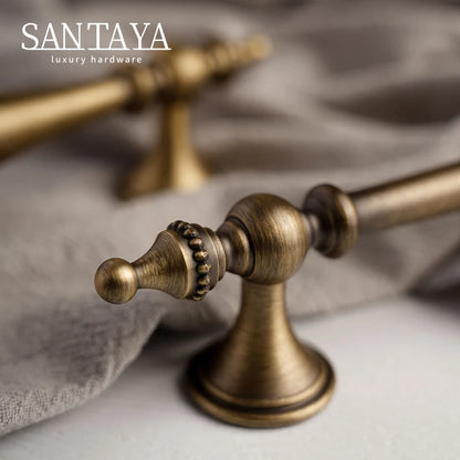 Santaya Bronze Solid Antique Brass Cabinet Handles Wardrobe Pull Cupboard Door Knob Kitchen Cabinet Handles Bronze Pulls