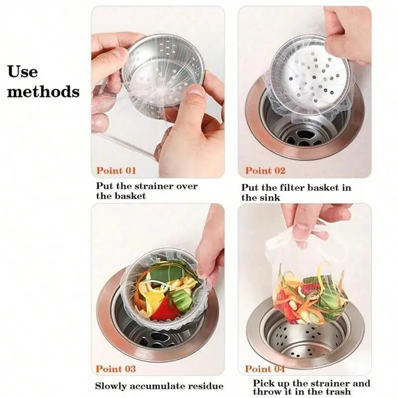 50-200Pcs Disposable Kitchen Sink Filter Sewer Drain Anti-blocking Garbage Bag Pool Leak Mesh Bag Mesh Strainer Sink Garbage Net