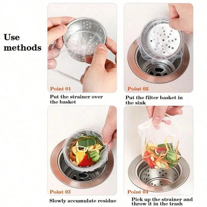 50-200Pcs Disposable Kitchen Sink Filter Sewer Drain Anti-blocking Garbage Bag Pool Leak Mesh Bag Mesh Strainer Sink Garbage Net