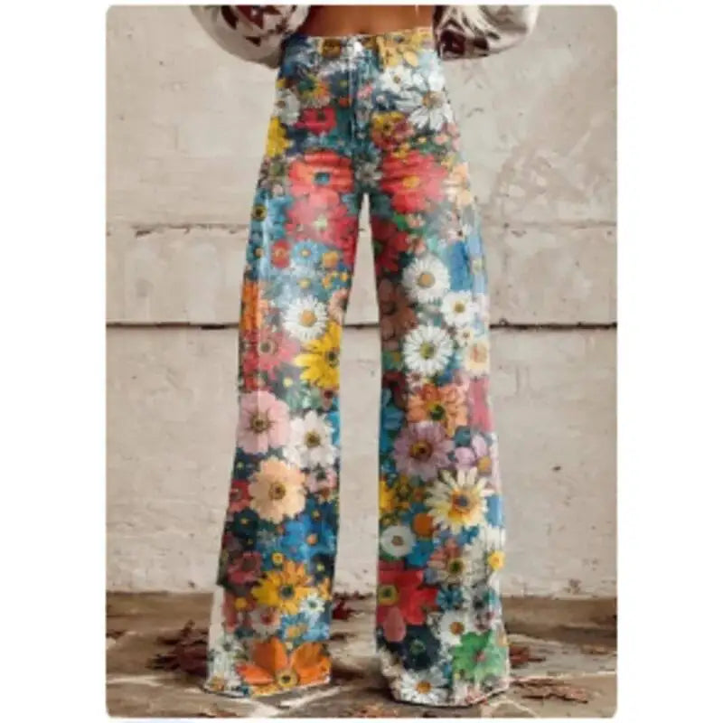 2025 Retro 3D Printing Fashion High Waist Pants High Street Loose Wide Leg Pants for Women Harajuku Trousers Spring Summer