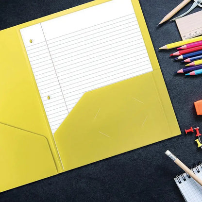 Plastic Folder with 2 Pockets Business File Organizers Card Slot Office Document Letter Size Paper Organizer Students Supplies