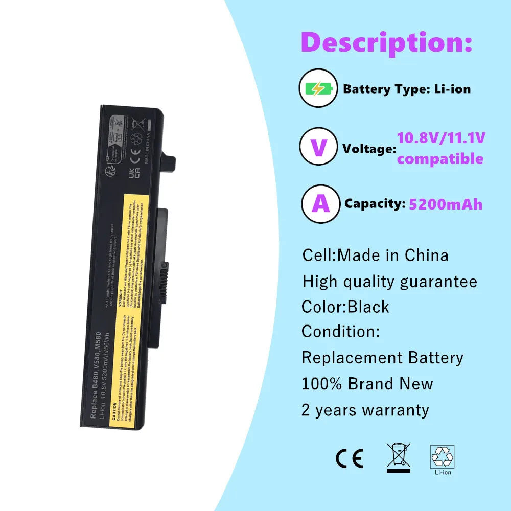 Laptop Battery for Lenovo B480 B485 B490 B580 B585 B590 B4400 B5400 V480 V480c V480s V490u V580 V580c
