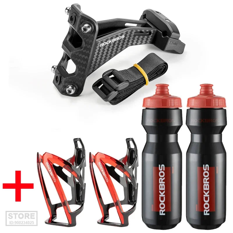 ROCKBROS Imitation Carbon Fiber Bicycle Water Bottle Holder Adapter Saddle Double Cup Extension Stand Seat Cycling Equipment