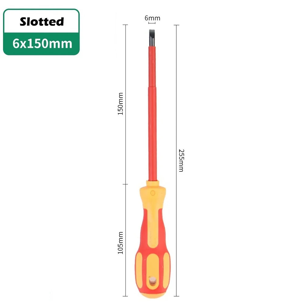 Screwdriver Set With Insulated Chrome Vanadium Steel Blade Ergonomic PP TPR Handle Magnetic Tip Flat Head And Cross Head 3-6mm
