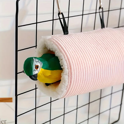 Pet Plush Tunnel Bed Soft Corduroy Cat Dog Cave Bed Foldable Pet Hideout Bed with Safety Pins for Small Pets
