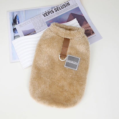 Warm Fur Dog Clothes Cute Puppy Cat T-Shirt Soft Plush Pet Clothing Small Medium Dogs Outfit For Cats Yorkshire Shih Tzu Perro