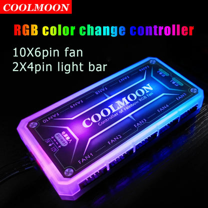 COOLMOON RGB Light Remote Controller DC 12V 5A LED Color Intelligent Controller LED Power Light-Emitting Side Panel for Desktop