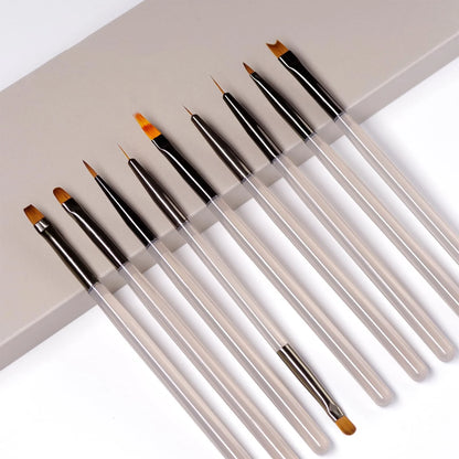 LINMANDA Nail Art Design Pen Painting Tools with Nail Extension Gel Brush Nail Gel Brush Salon at Home Diy Manicure 9psc
