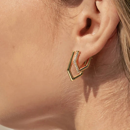 TIANDE Gold Color Classic Punk Hoop Earrings for Women Zircon Smooth Piercing Huggies Earrings 2024 Fashion Jewelry