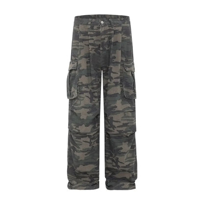 Vintage Women's Jeans Loose-Fit Slimming Casual Wide-Leg Trousers American Style Streetwear Denim Cargo Pants