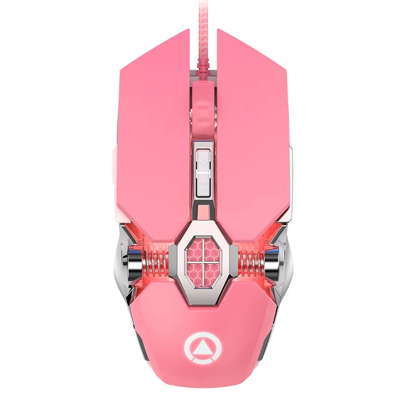 G30s Pink Mouse with RGB Backlit Light  Silence Click Wired Mice for PC