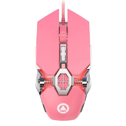 G30s Pink Mouse with RGB Backlit Light  Silence Click Wired Mice for PC