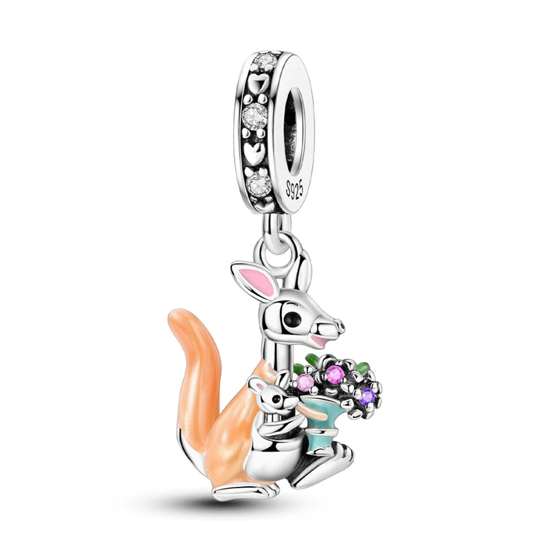 Colorful 925 Sterling Silver Mushroom Rabbit Beads & Toucan Dangle Charm Fits Bracelet Boutique Beautiful Pendant Gifts