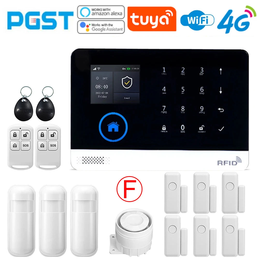 The new smart home security system in 2025, PG-103 4G Tuya APP wireless alarm system, WiFi GSM compatible with all 433MHz wirele