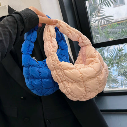 Mini Cloud Pleated Bags for Women Casual Quilted Handbag Nylon Padded Handle Bags Luxury Soft Puffy Bag Designer Underarm Bag