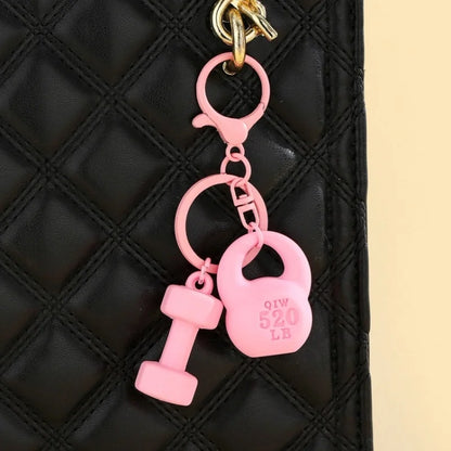 New DIY Fitness Equipment Keychain,Resin Kettle Bell Dumbbell Keychain Pendant,Colorful Barbell Car Bag Hanging Accessory
