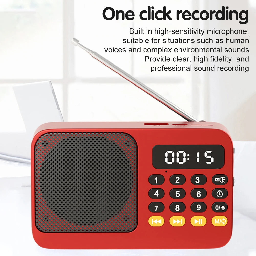 Bluetooth 5.0 Portable FM Radio Small Emergency Recargable Sound Box Mini Vintage Speaker Mp3 Player Support TF Card USB Drive