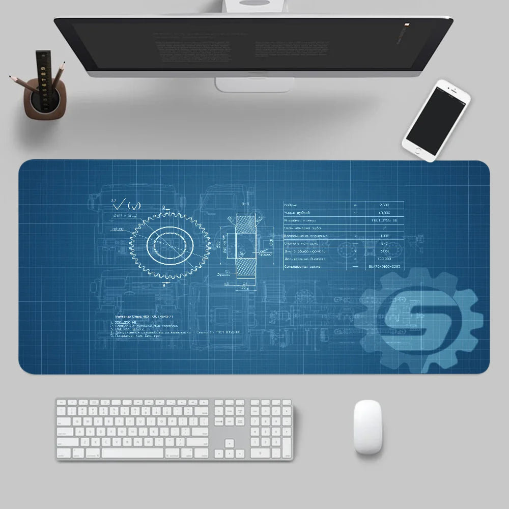 Mouse Pad Gaming Accessory Mechanical Drawings Home Large HD Mousepad XXL MousePads Natural Rubber Carpet Non-Slip Table Mat